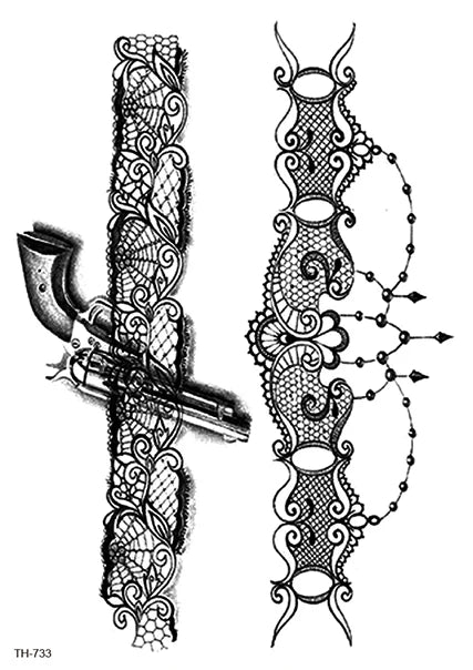 Waterproof Temporary Tattoo Sticker Sexy Lace Bow Knot Flower Arm Leg Body Art Flash Tatoo Fake Tatto for Men Women