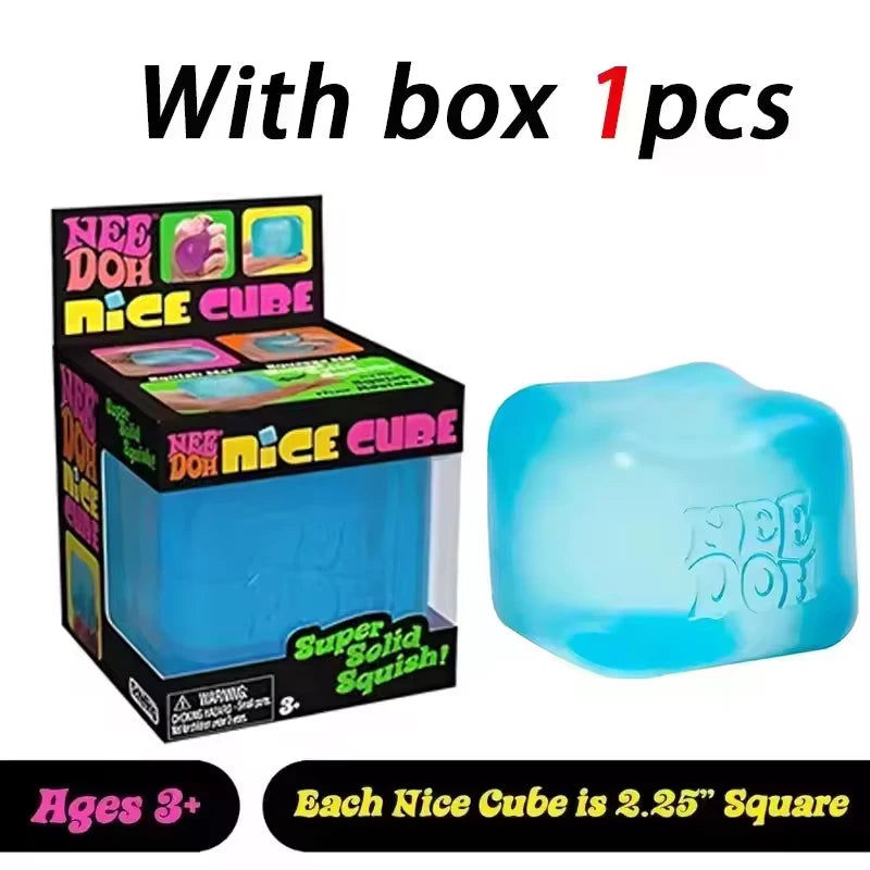 Needoh Teenie Nice Ice Cube Fidget Toys Mini4 Pack Set Slow Rebound Squishy Toys Stress Reliever Fidget for Party Favors Gifts