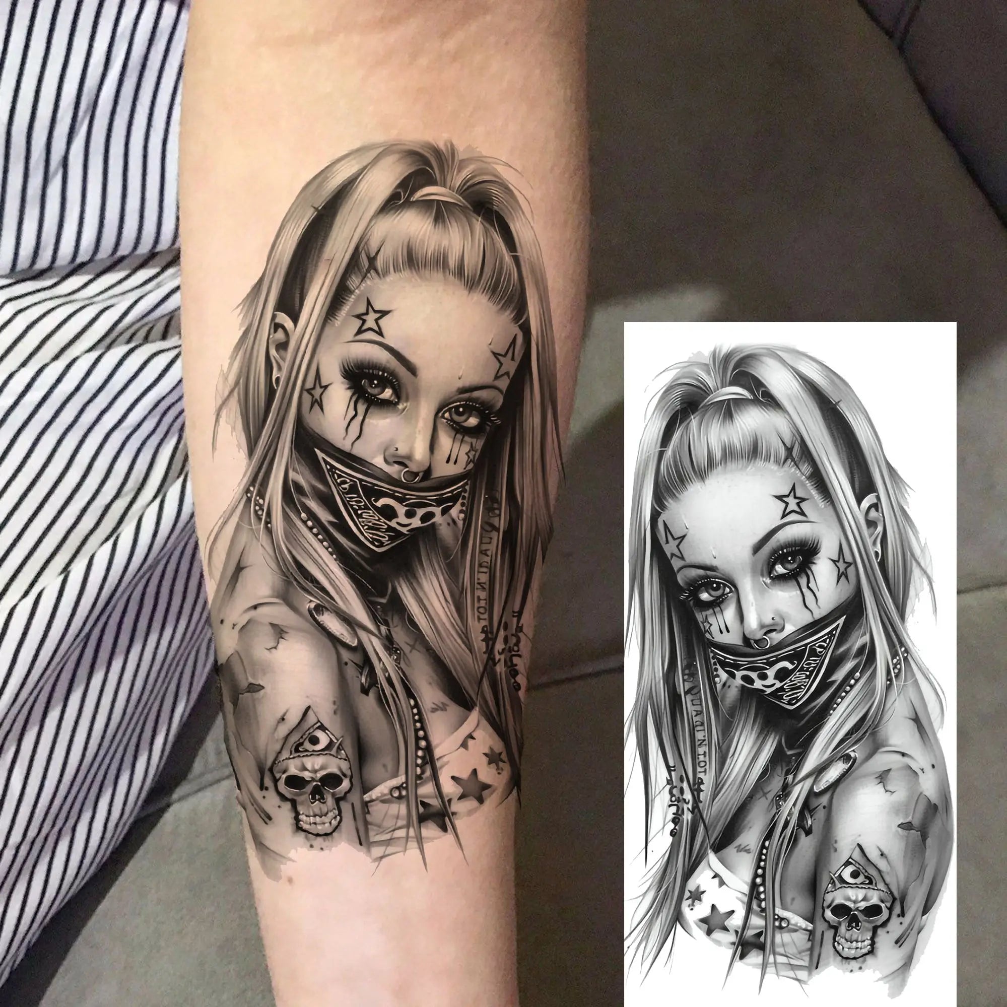 1 Sheet Trendy Cool Robber Gangster Temporary Tattoos For Adults Bad Guy Rebel Tatoos Waterproof Realistic  Fake Tattoo Stickers