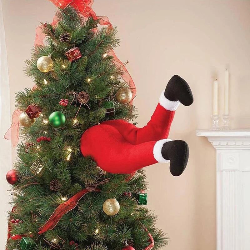 1pc Merry Christmas Green Red Santa Claus Legs Ornament Home Winter Happy New Year Xmas Celebration Party Decoration Supplies