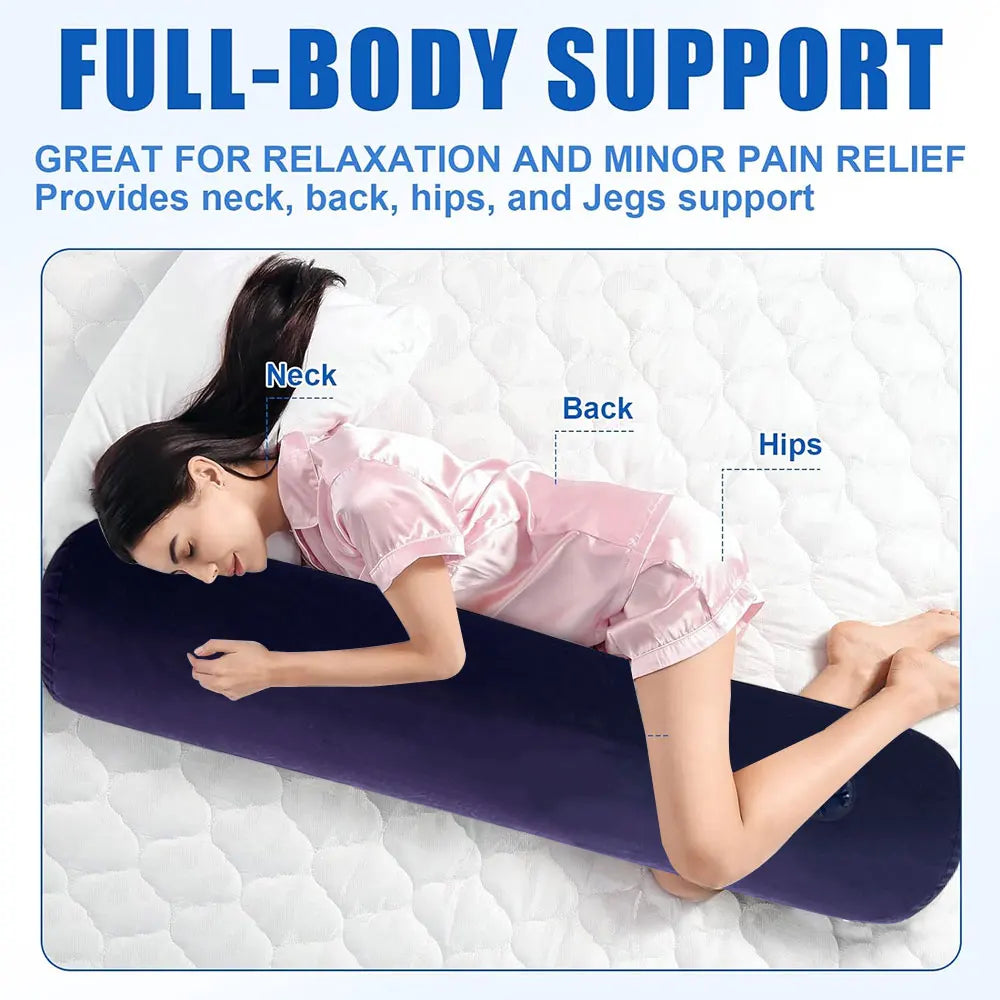 Inflatable Cylinder Pillow - Car Neck Pillow, Seat Support, Orthopedic Neck Support for Travel, Office & Home
