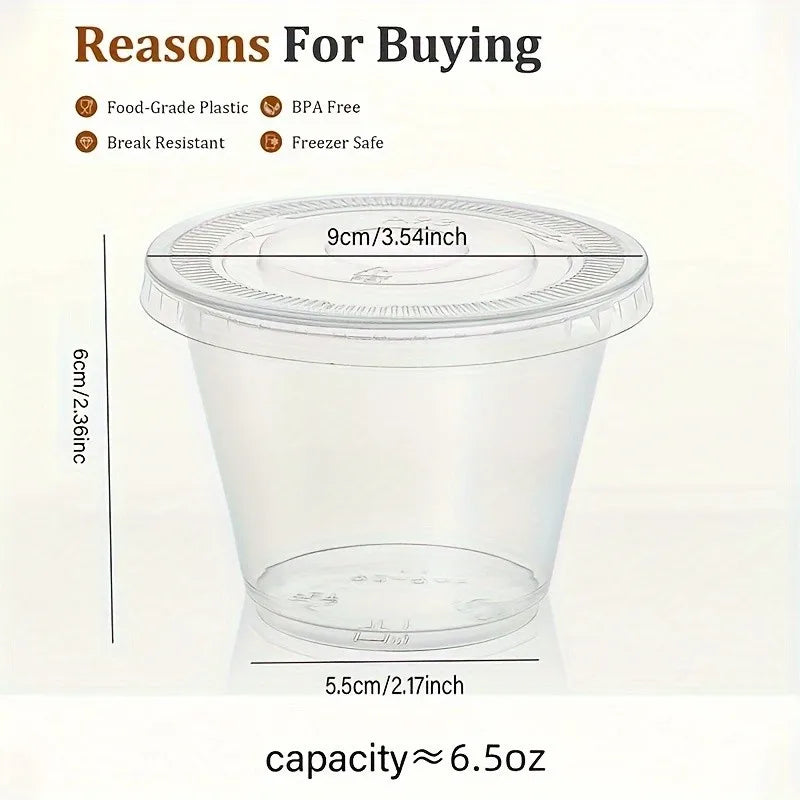 50/100pcs Clear Plastic Cups with Lids BPA Free Fruit Parfait Yogurt Dessert Container for Picnic Party Catering Storage