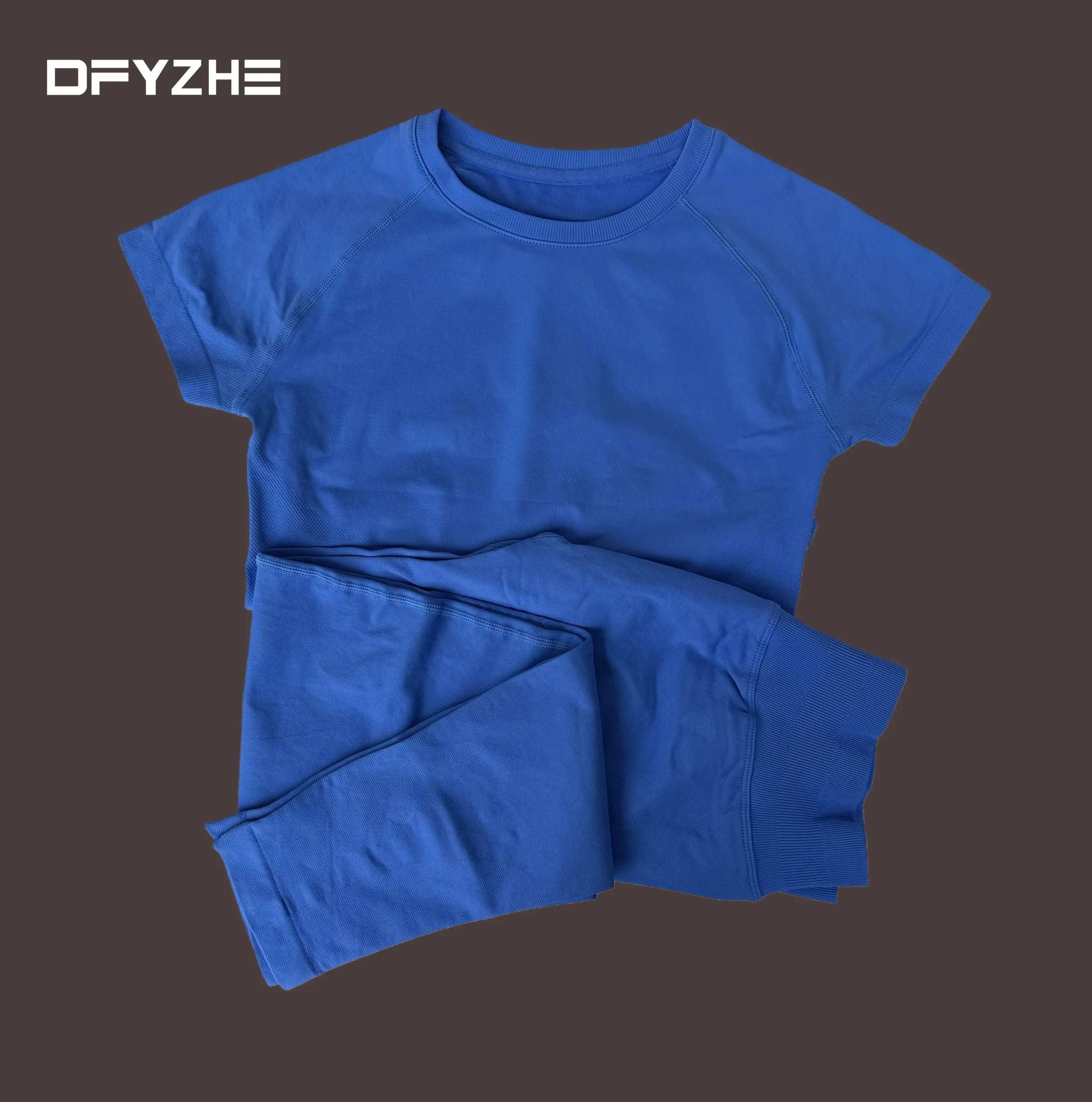 summer new T-shirt long pants two-piece set round neck short sleeved tight pants, yoga fitness tight pants, running sports set