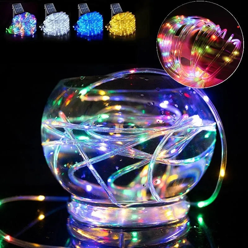 LED Solar Tube Rope Led Light Outdoor Garden Christmas Decoration Fairy String Light Outdoor Wedding Party Led Lamp