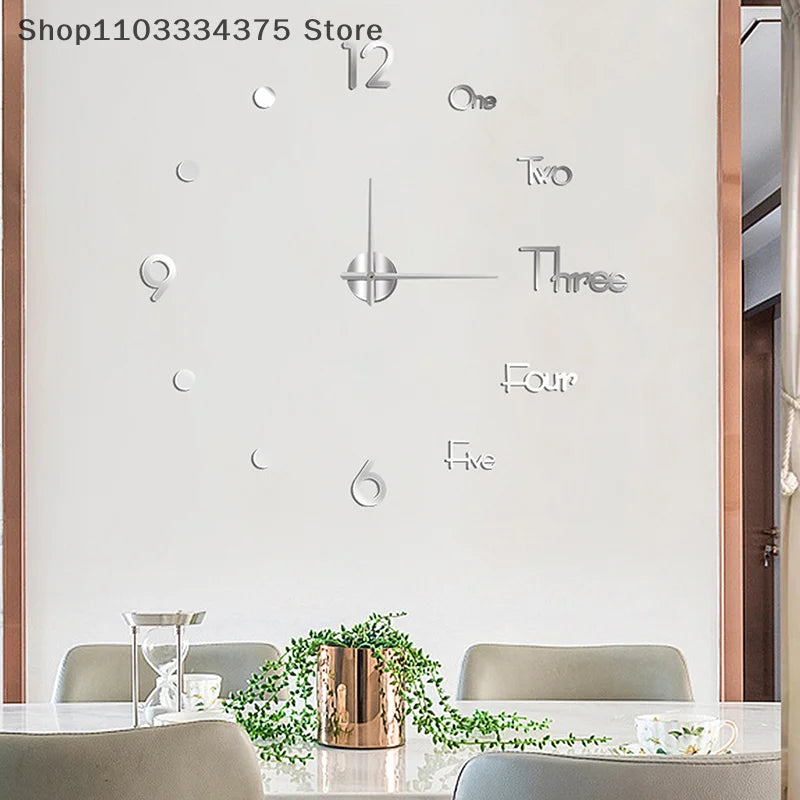 3D Wall Clock Mirror Wall Stickers Creative DIY Wall Clocks Modern Design Mute Quartz Needle Watch Home Decor