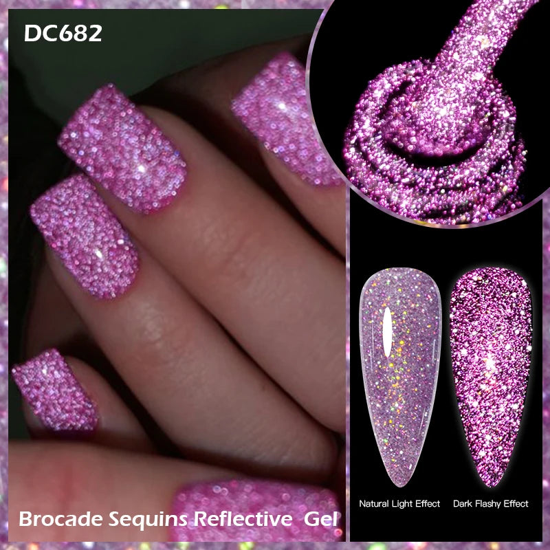 Mtssii 7ML Colorful Reflective Gel Nail Polish Glitter Sparkling Flash Glitter Gel Polish Semi Permanent Varnish Soak Off Nails