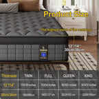 ENSHUI 12/14 Inch Hybrid Mattress Twin Full Queen King – Bed In A Box With Gel Memory Foam And Pocket Springs For Pressure Relief, Cool Breathable Sleep And Edge Support – Medium Firm, Durable, Fiberglass-Free And Odorles