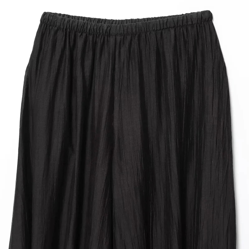 Woman's Pants Black Bloomber Trousers Wide Leg Pants For Women 2026 New Streetwear Elastic Waist Casual Solid Pants Bow Lace Up