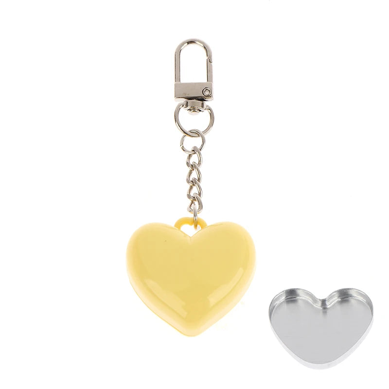 1Pcs Heart Shape Blush Empty Compact with Mirror, Keychain DIY Refillable Powder Case for Makeup