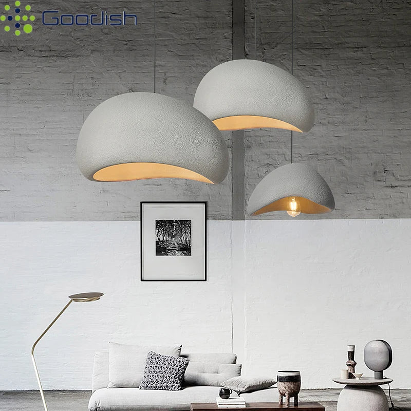 Modern Minimalist Creamy Half Reef Hat Iron LED Pendant Lights Art Hand-Knitted Lamps for Restaurant Home Decoration Chandeliers