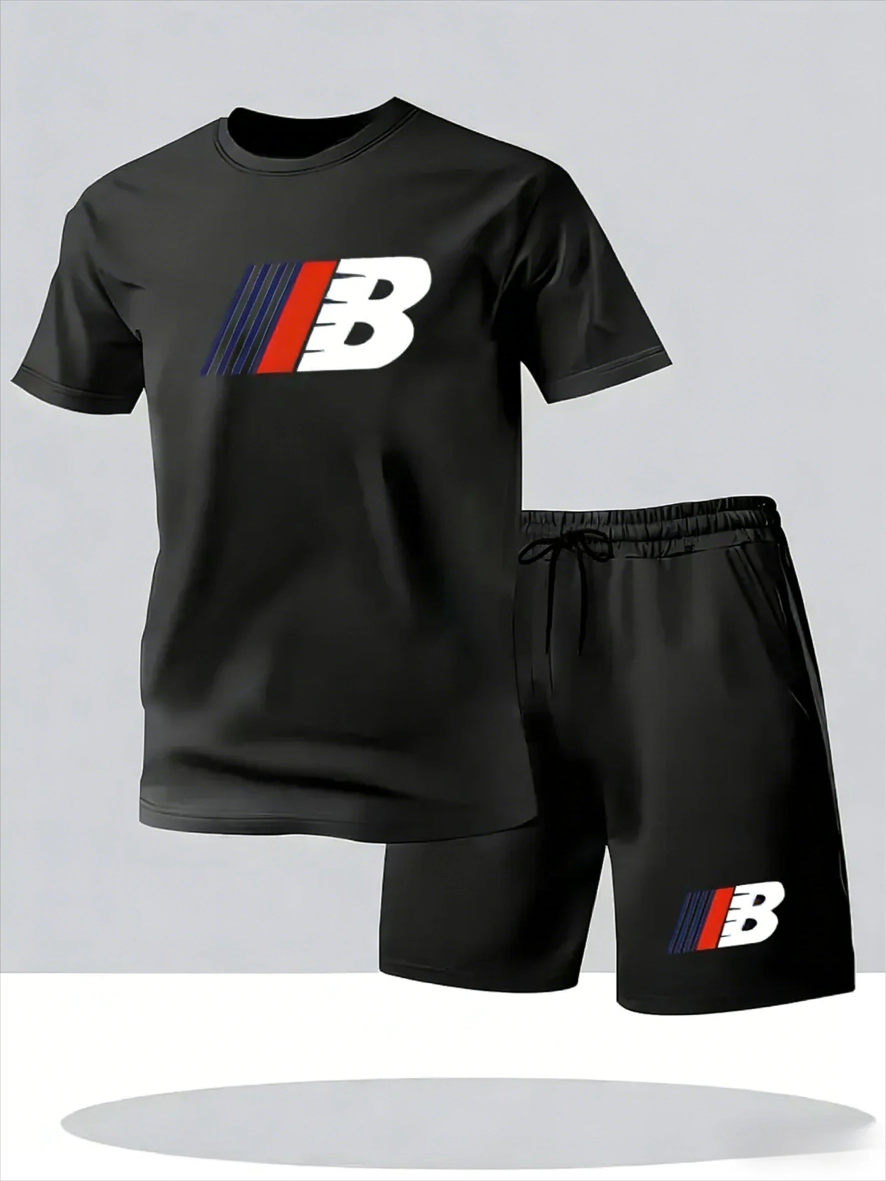 2026 Summer Men's Streetwear 2-Piece Set, Printed Crew Neck T-Shirt & Casual Shorts, Trendy Youth Sportswear Outfit