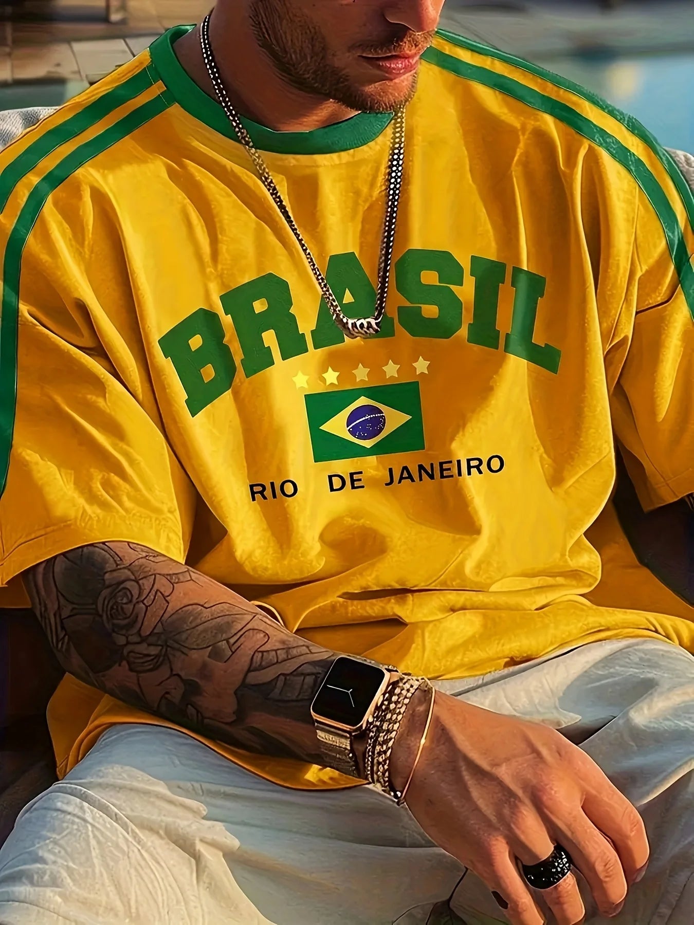 Summer Men's T-shirt with Brazilian print crewneck Casual and comfortable T-shirt as a gift Outdoor short-sleeved summer T-shirt