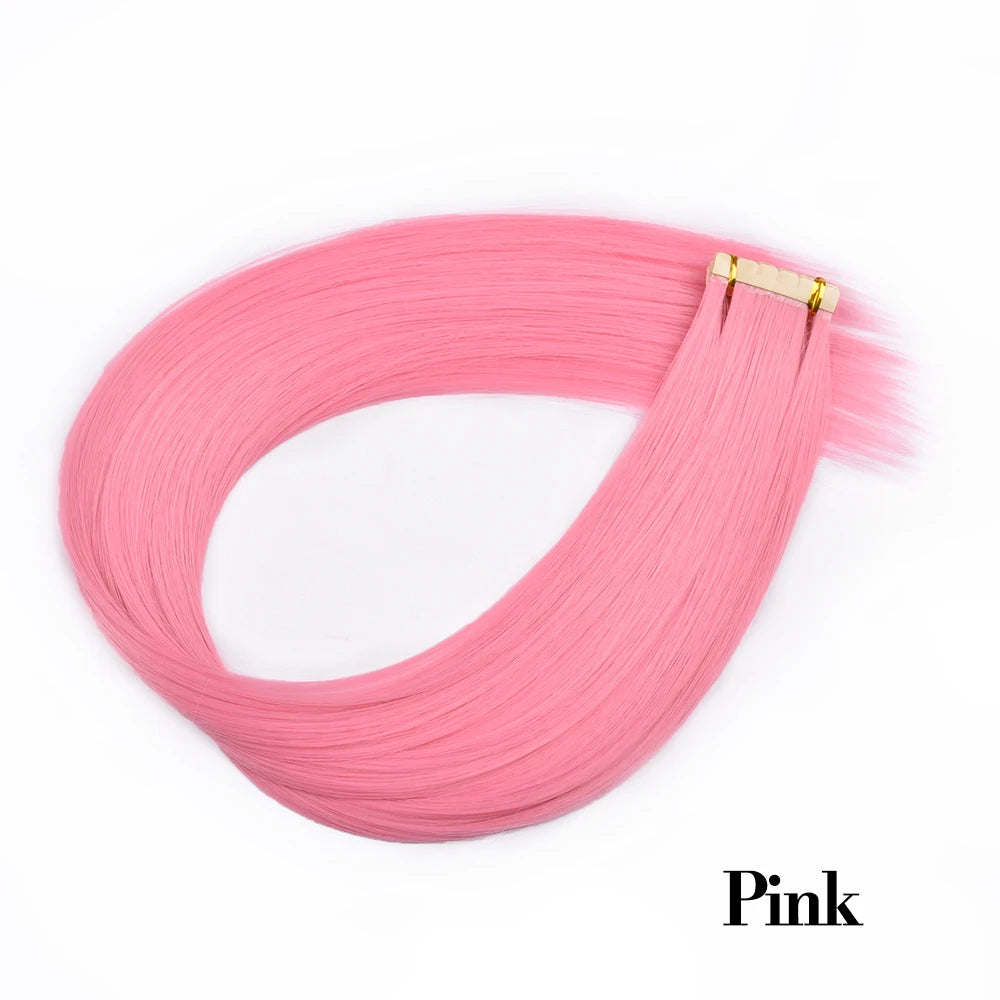 Synthetic Straight Tape In Hair Extensions 10pcs Natural Hair Extension 24inch For Women Invisible Double Sided Free Style