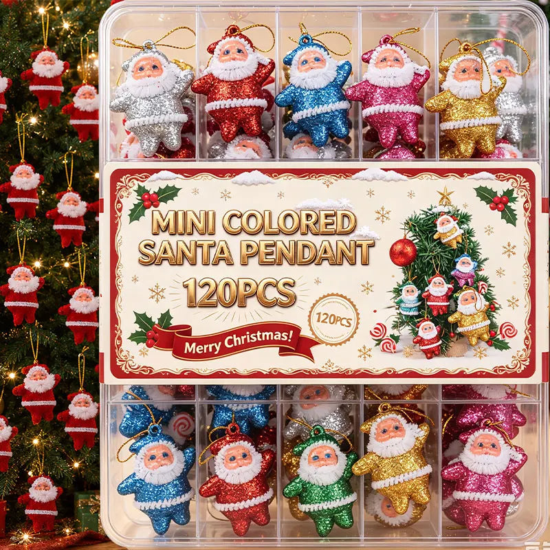 Simulation Santa Pendant Mini Santa Claus DIY Colorful Doll Glittering Hanging Christmas Tree Ornament New Year Home Party Decor