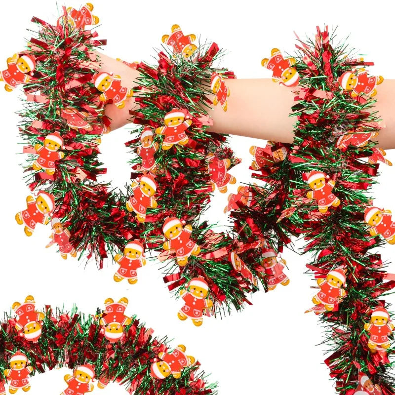 6M Christmas Snowflake Tinsel Garland Xmas Tree Decoration Christma Metallic Twist Garland Ceiling Hanging New Year Party Decor