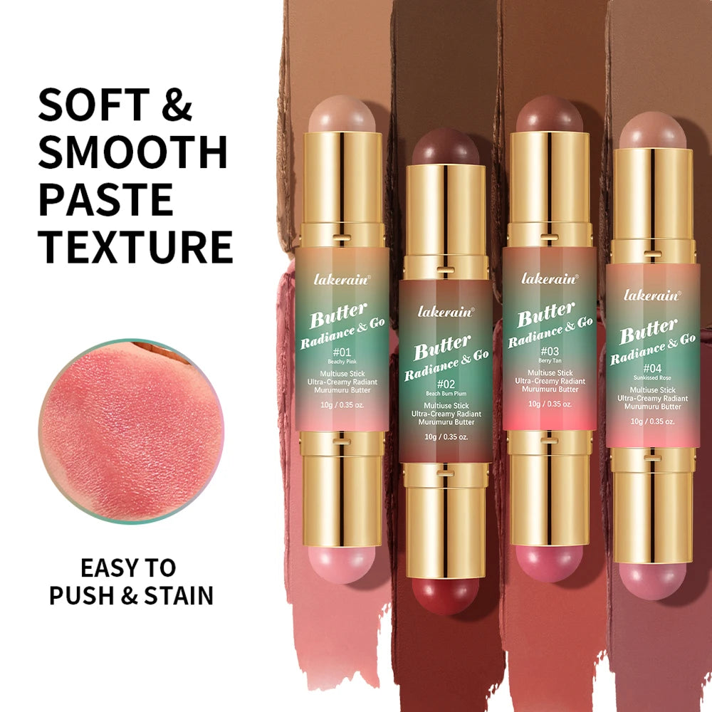 2 IN 1 Multiuse Stick Double Headed Bronzer Blush For Cheeks Eyes Lips Long Lasting Matte Glow Makeup Contouring Stick Makeup