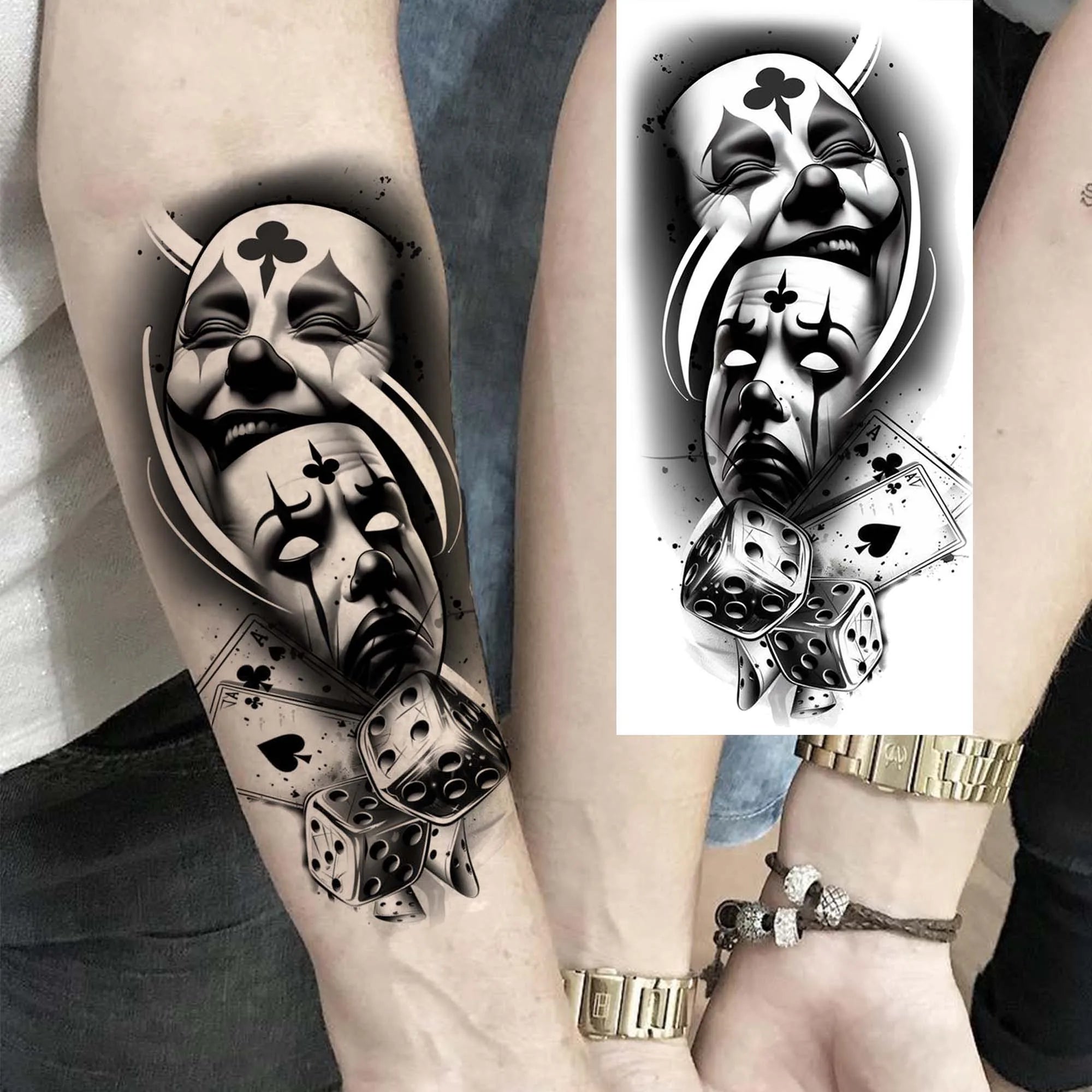 1 Sheet Trendy Cool Robber Gangster Temporary Tattoos For Adults Bad Guy Rebel Tatoos Waterproof Realistic  Fake Tattoo Stickers