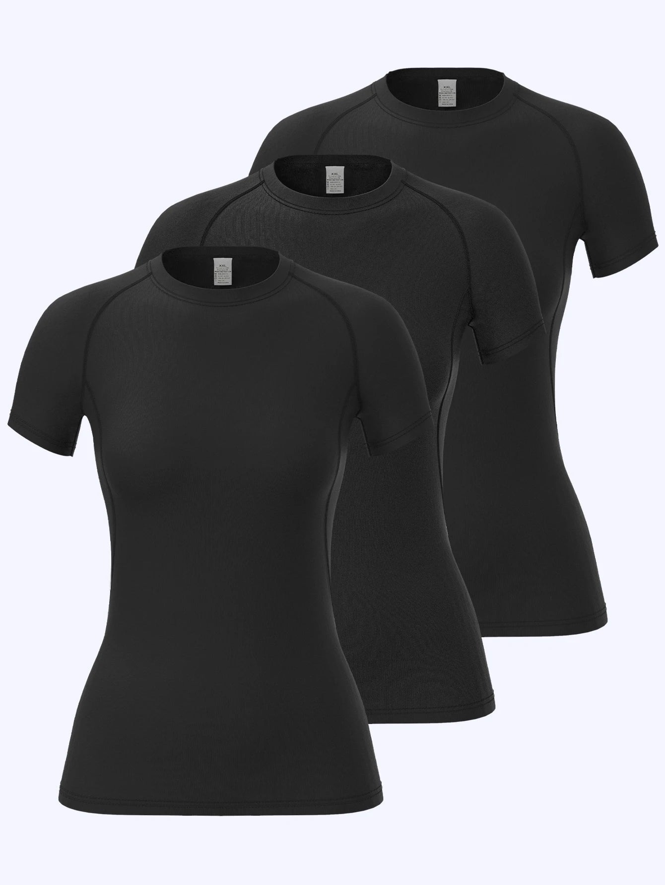 3-Piece Women's Compression Sportswear Set Short-Sleeve Yoga Running T-Shirt Summer Fitness Quick-Dry Clothing