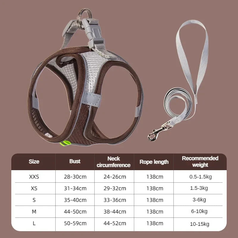 Cats Dog Accessories Small Dog Collar Safety Vest Pet Chest Rope Dogs Cover Breathable Adjustable Harnesses Supplies Products