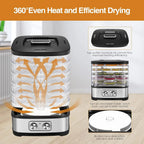 240W Food Dehydrator, Dehydrator for Food and Jerky, Fruits, Herbs, Veggies, 5 BPA-Free Trays Dishwasher Safe