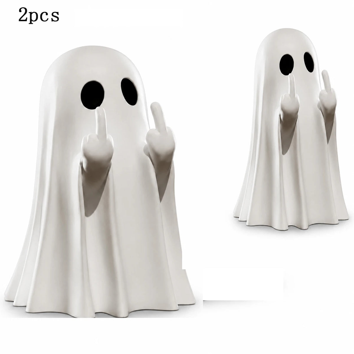 Cute Middle Finger Ghost Statue, Small Halloween Decor for Home, Centerpiece for Coffee Table, Adorable Horror Figure