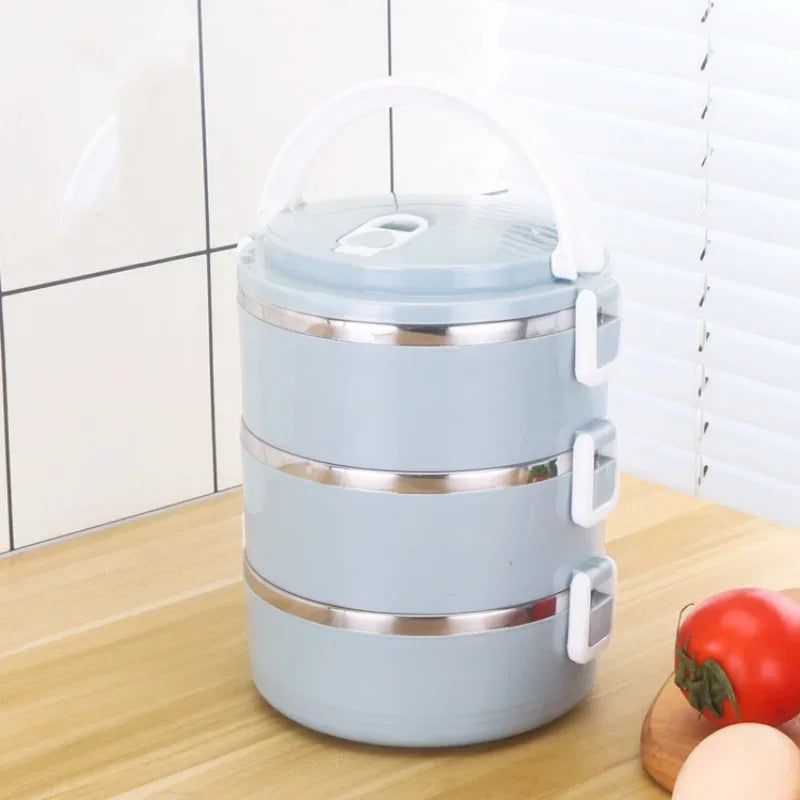 3 Layers Portable Stainless Steel Thermal Lunch Box Multi-Purpose Microwave Bento Box With Lids Leakproof Food Container Box