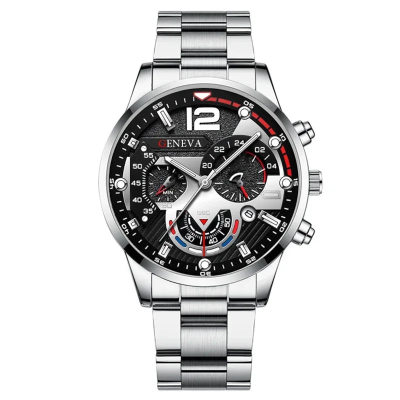 NEWFashion Mens Stainless Steel Watches Luxury Quartz Wristwatch Calendar Luminous Clock Men Business Casual Watch Reloj Hombre