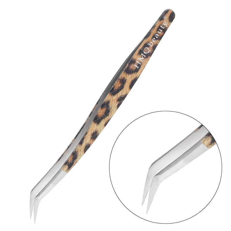 1Pcs Leopard Lash Tweezers Stainless Steel Superhard Tweezer 3D Volume Accurate Anti-Static Eyelash Extension Clip