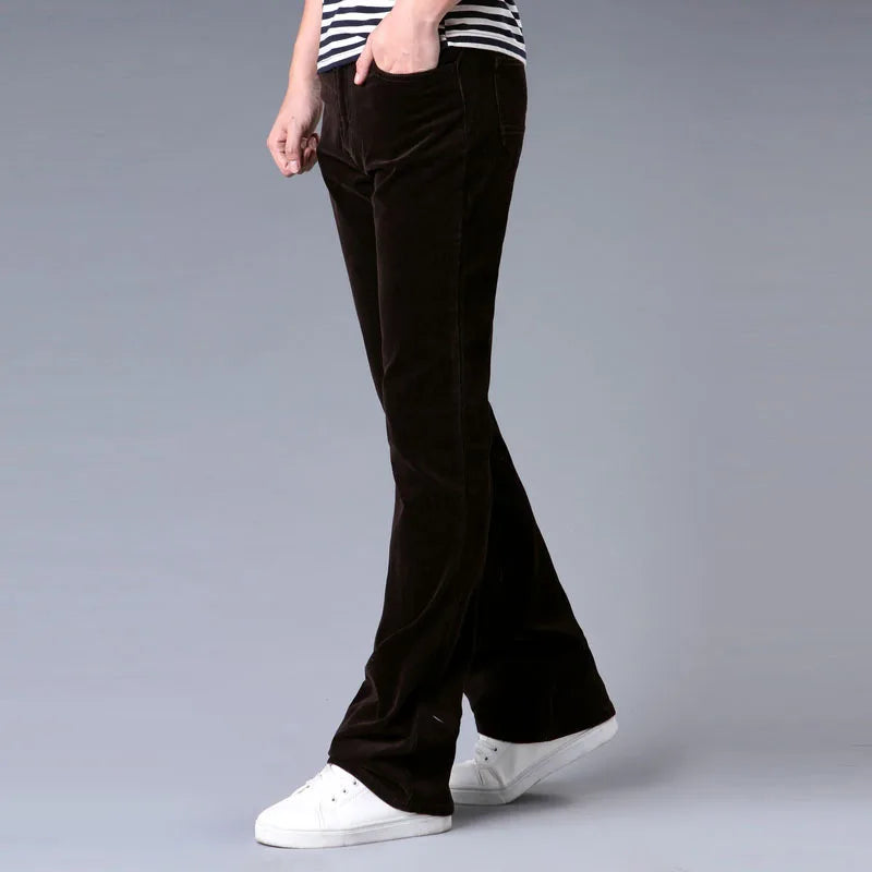 Corduroy Flare Pants  Men  Bell Bottom Boot Cut Trouser Men Classic Autumn Flared Pant Men Pantalon Homme Black White Khaki