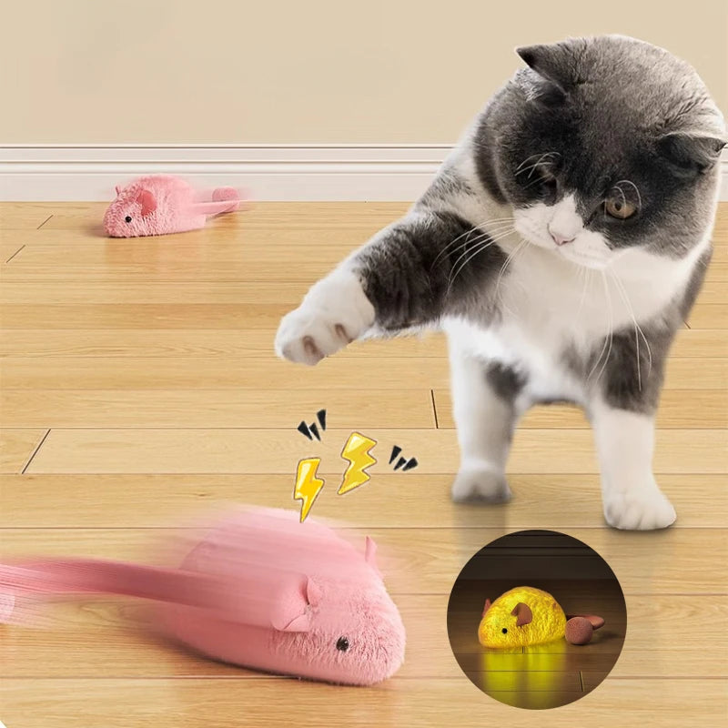 Interactive Plush Mouse Cat Toys Simulation Mice Kitten Self-Playing Plush Toys Indoor Pet Cats Chew Toy