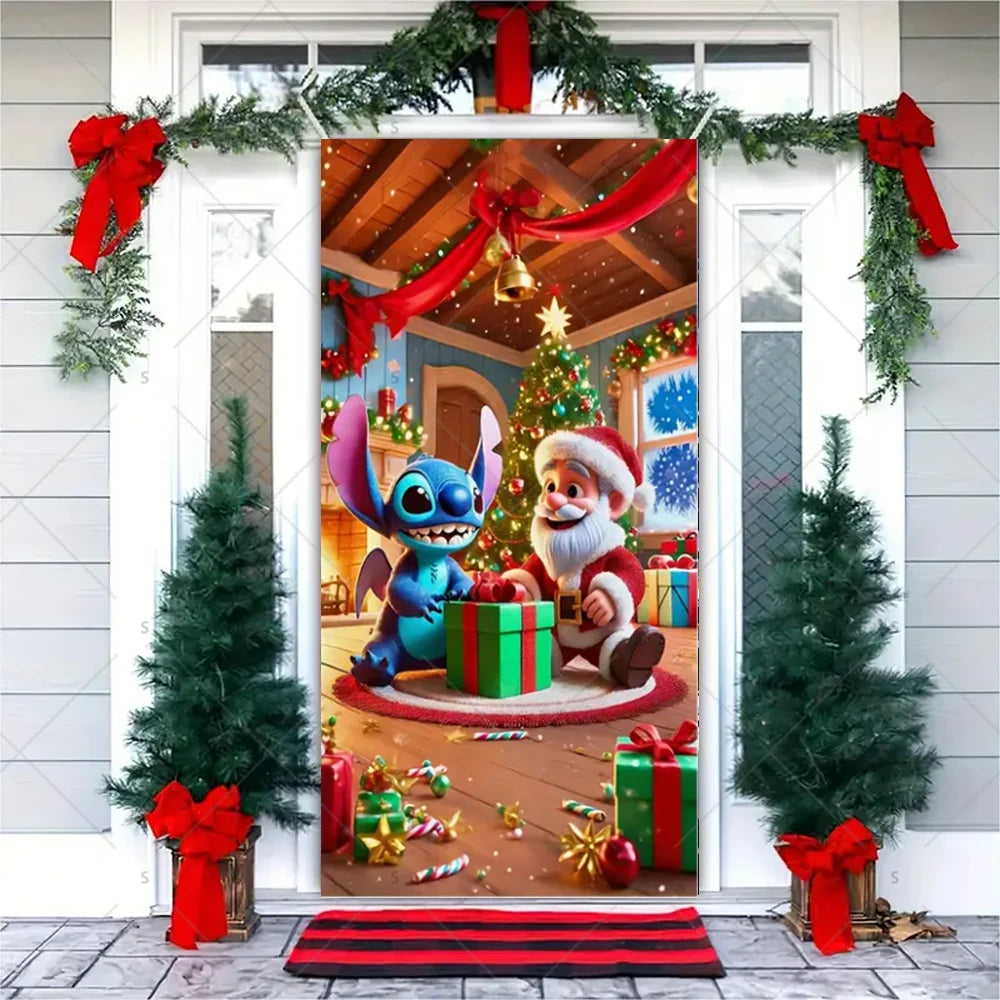 Christmas Theme Santa Claus Santa Dog Snowman Door Cover Banner Festive Party Decoration Supplies Photography Props Xmas Gifts
