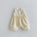Korean Style Newborn Clothes Baby Girl Jumpsuit Hollowed Floral Sleeveless Infant Girl Bodysuit 0-24 Months