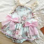 Baby Girl Flower Suspender Rompers Skirt Lace Cute Baby Girl Jumpsuit 2025 Summer New Children Clothing
