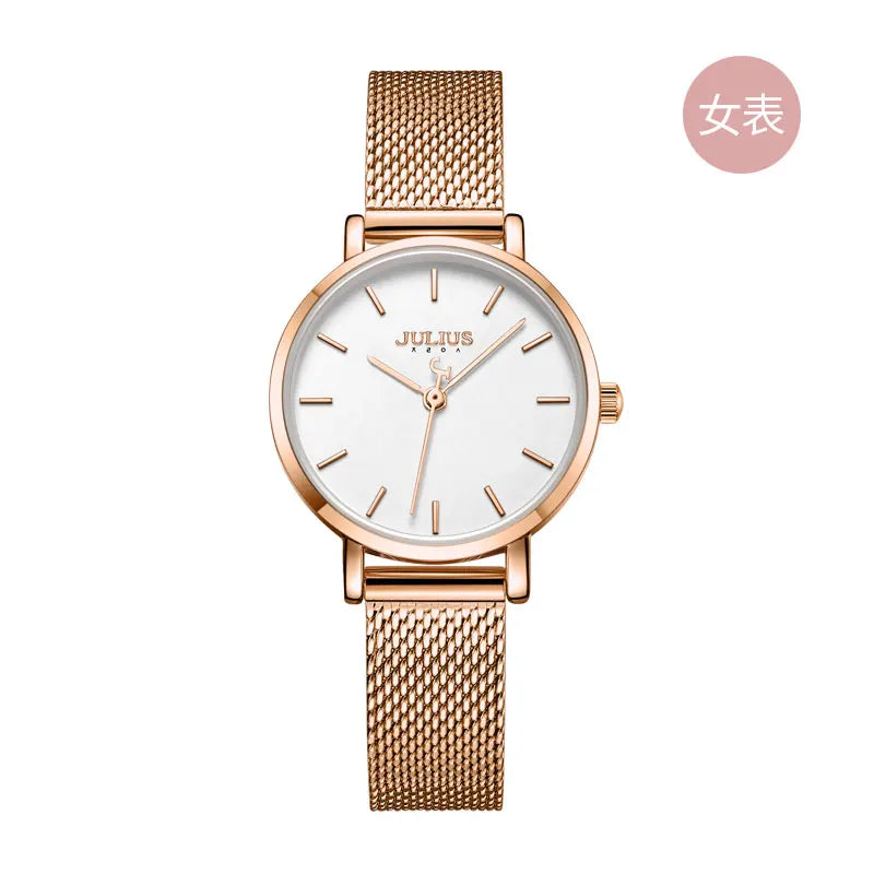 New Thin Julius Men's Watch Women's Watch Couple Lovers Clock Fashion Hours Stainless Steel Simple Boy Girl Birthday Gift Box