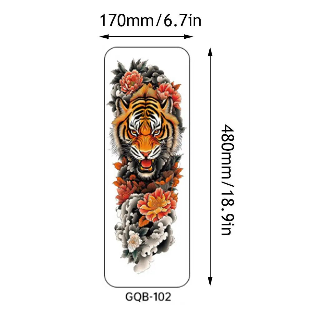 1 PC Temporary Fake Tattoo Colorful Water Transfer Stickers Waterproof Fake Tattoo Lasting Full Leg Arm Decor Body Art Paster