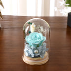 Little Artificial Rose Flowers Valentine's Day Flower Gift to Girlfriend Mother's Glass Dome Bell Jar at Valentine's Day Wedding