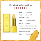 Glitter Sexy Lipstick Shimmer Gold Lipstick Long Lasting Waterproof Cosmetic Gold Brick Tube Valentine's Day Gift For Woman