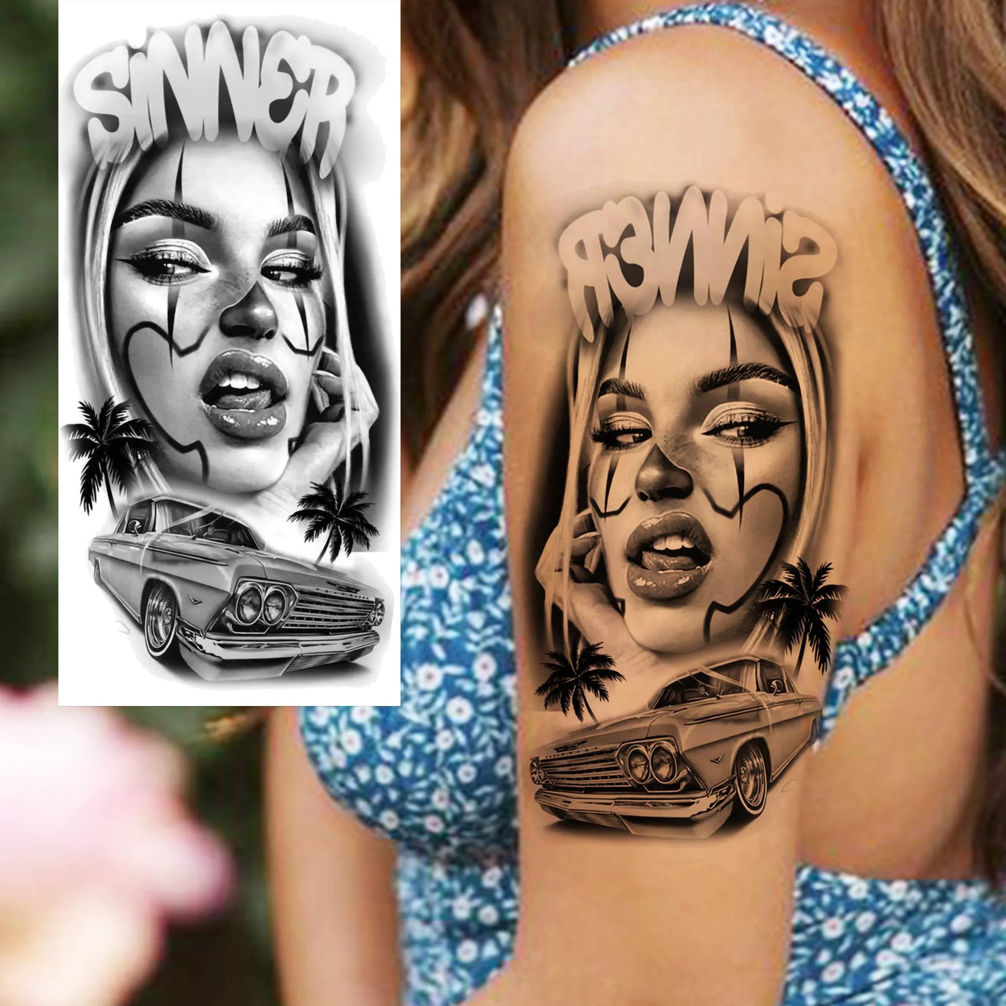 1 Sheet Joker Bad Guy Gangster Temporary Tattoos For Men Women Realistic Fake Tattoos Waterproof Long Lasting Arm Tatoo Stickers