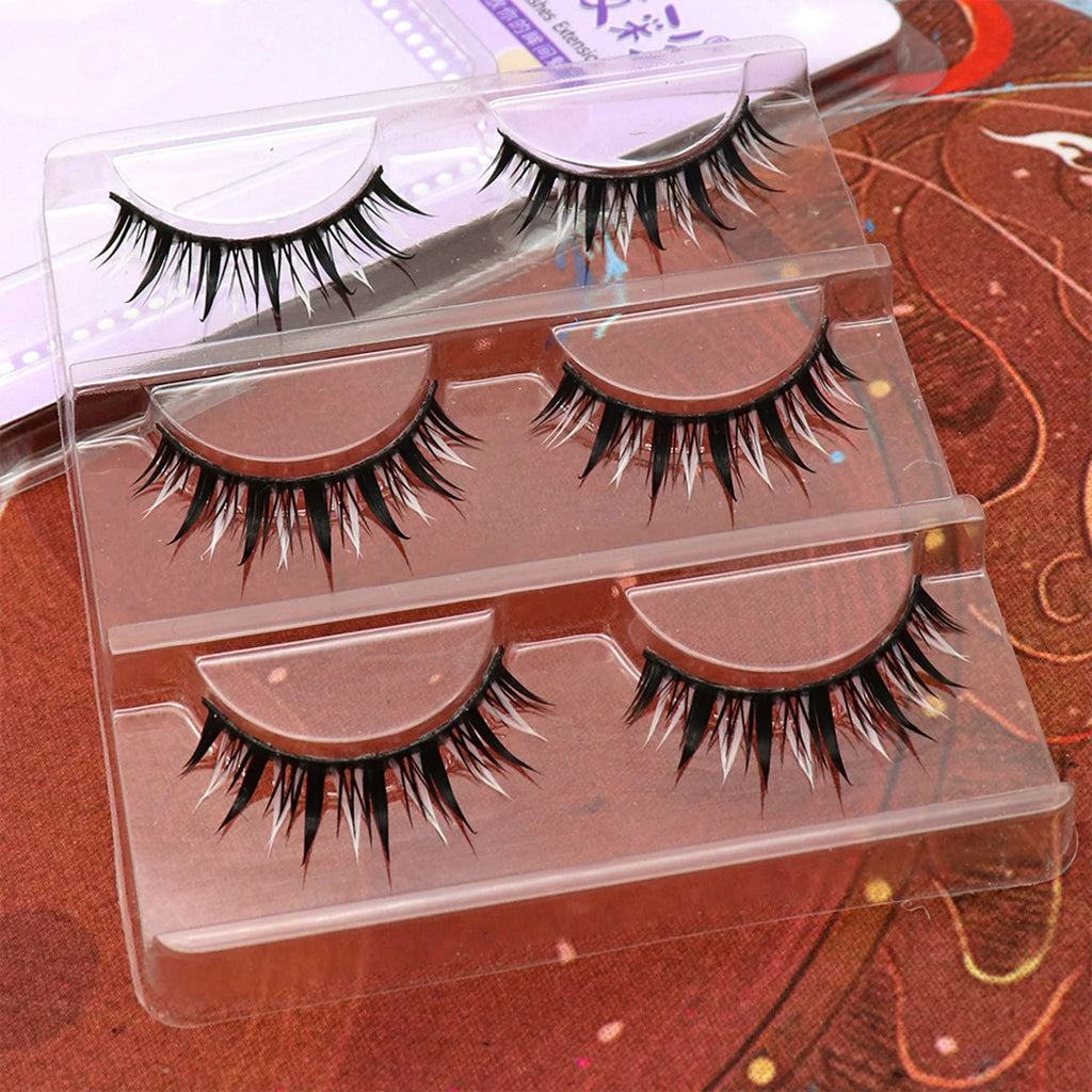 DIY white eyelashes manga Cosplay Feather Lashes full strips False Eyelashes Natural Thin Band Little Devil Eyelashes cos makeup