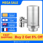 Wheelton Stainless Steel Kitchen Tap Filter Household Ceramic Water Purifier Faucet Water Filter  Activated Carbon Filtration