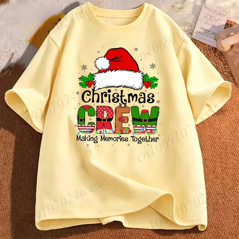 Christmas Crew 2026 Graphic Men's Women T-Shirts Santa Reindeer Matching Family T Shirt Shirt Short Sleeve Tops Holiday Tops