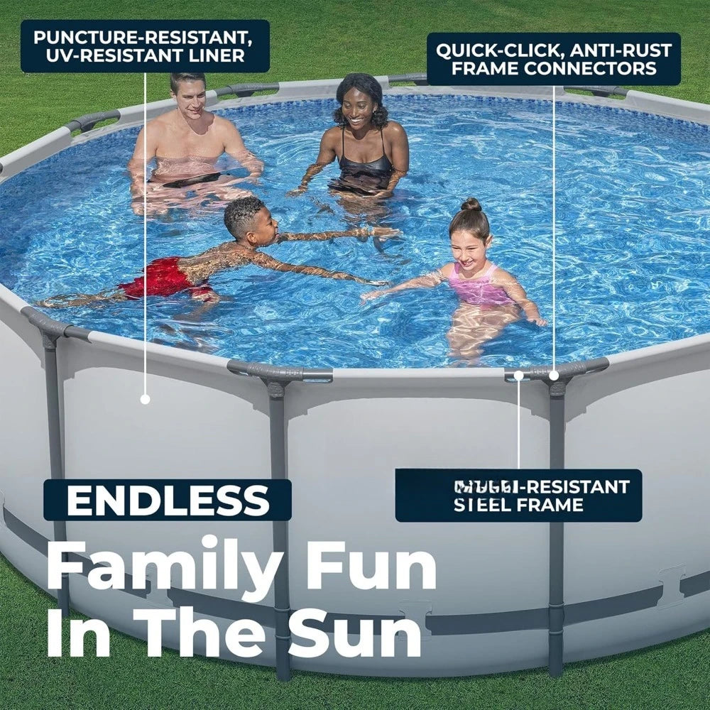 Round Metal Frame Above Ground Swimming Pool Set 13 Feet x 48 Inch with Filter Pump Ladder Cover for Outdoor