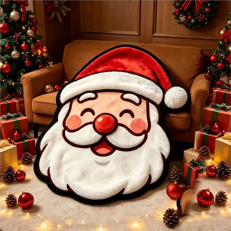 Christmas Santa Claus Flannel Blanket Lovely Soft Warm Plush Throw Blanket Novelty Cartoon Holiday Festival Gift Home Decor