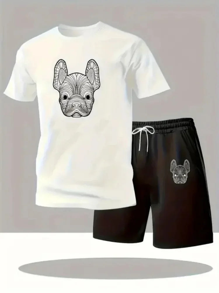 Summer Men's Quick Drying Casual Short Sleeved T-shirt and Shorts Set, Urban Street Fashion Running Sports Two-piece Set
