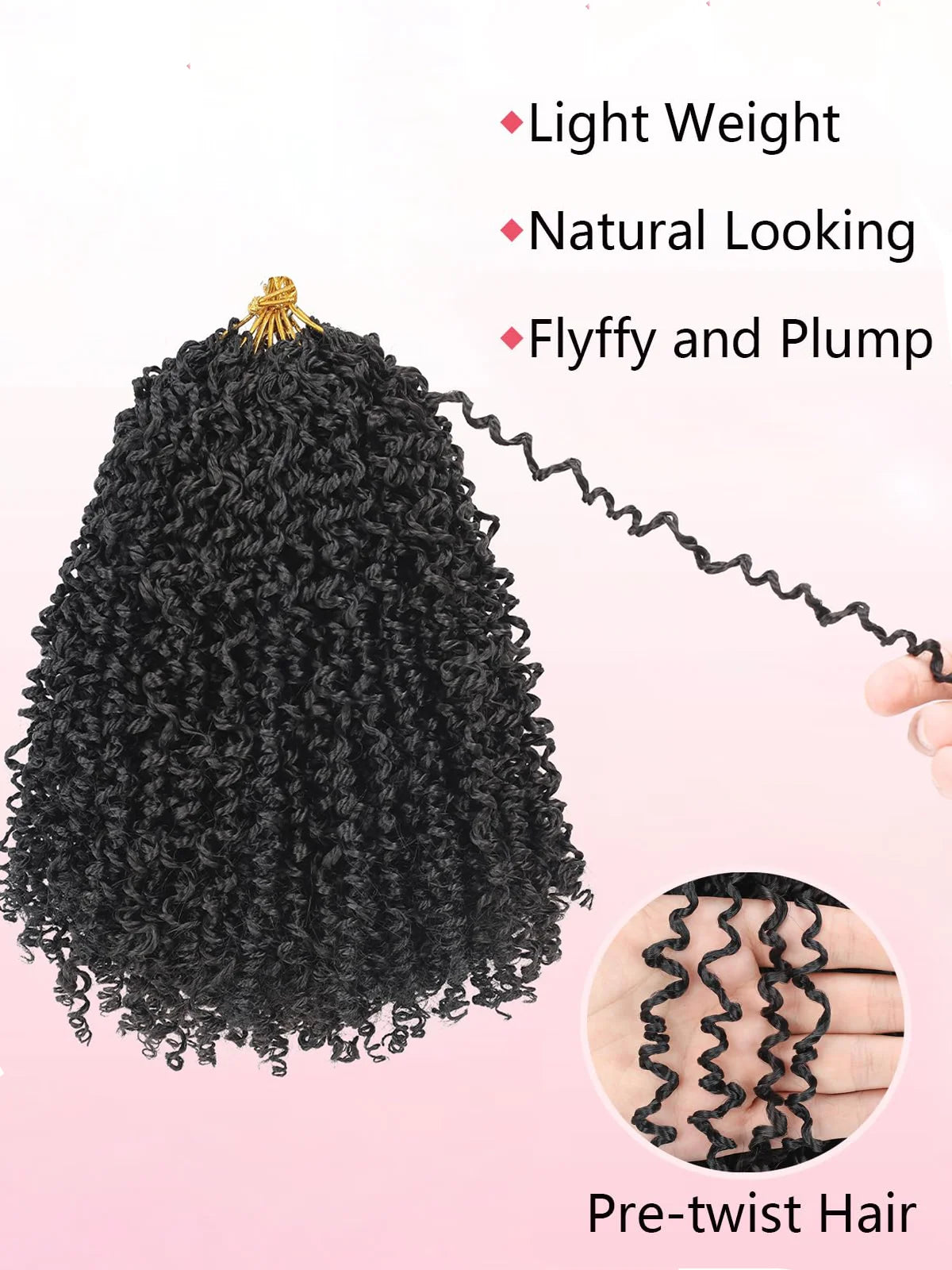 Yanky Twist Crochet Hair Extensions，8" 10" 12" 14" Lengths，8 Pieces/Pack，Synthetic Braiding Hair Perfect for Halloween Christmas