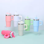 Mini 14oz Stainless Steel Tumbler Insulation Coffee Cup Water Bottle Mug With Straw In-Car Vacuum Flasks Mug For Holiday Gifts