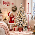 Prelit Artificial Christmas Tree with 100 Lights Snowflake Decorations Hinged PVC Branches Iron Trunk and Folding Metal Stand Green and White Holiday Decor for Living Room Home Christmas Party