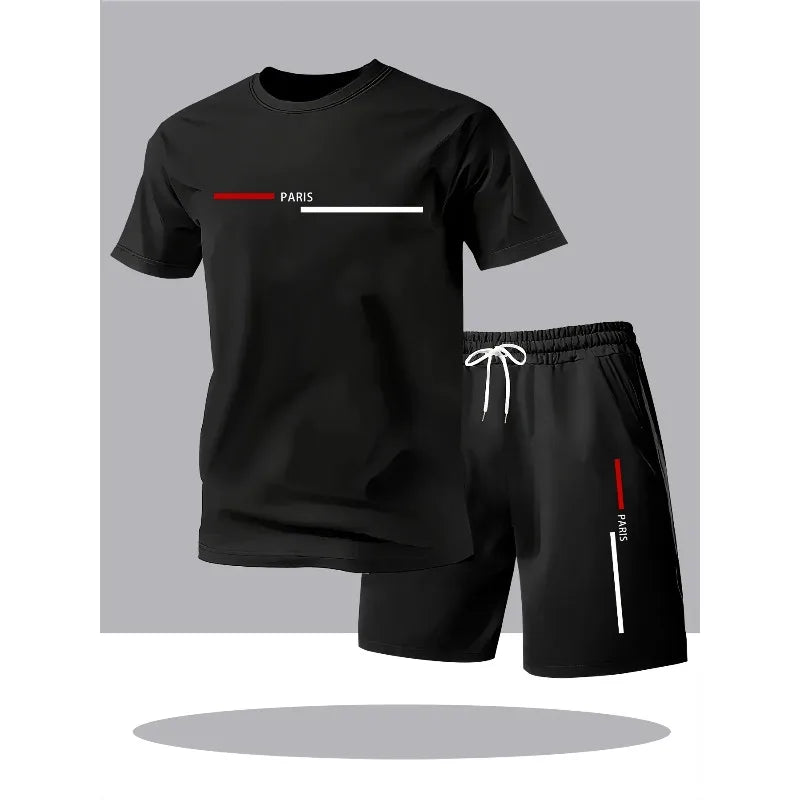 New men's sportswear set casual shorts and T-shirt set breathable modern two suitable for outdoor activities Men's clearance