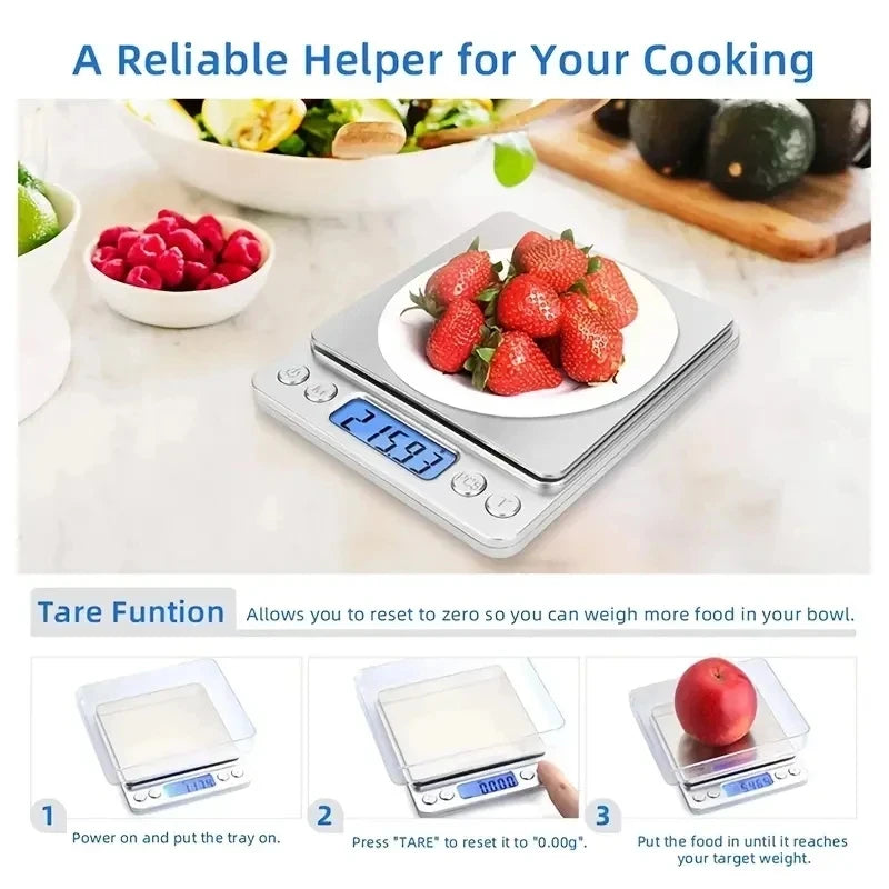 Digital Kitchen Scale Stainless Steel Food Scale with LCD Display for Precise Weighing of Cooking Ingredients Diet