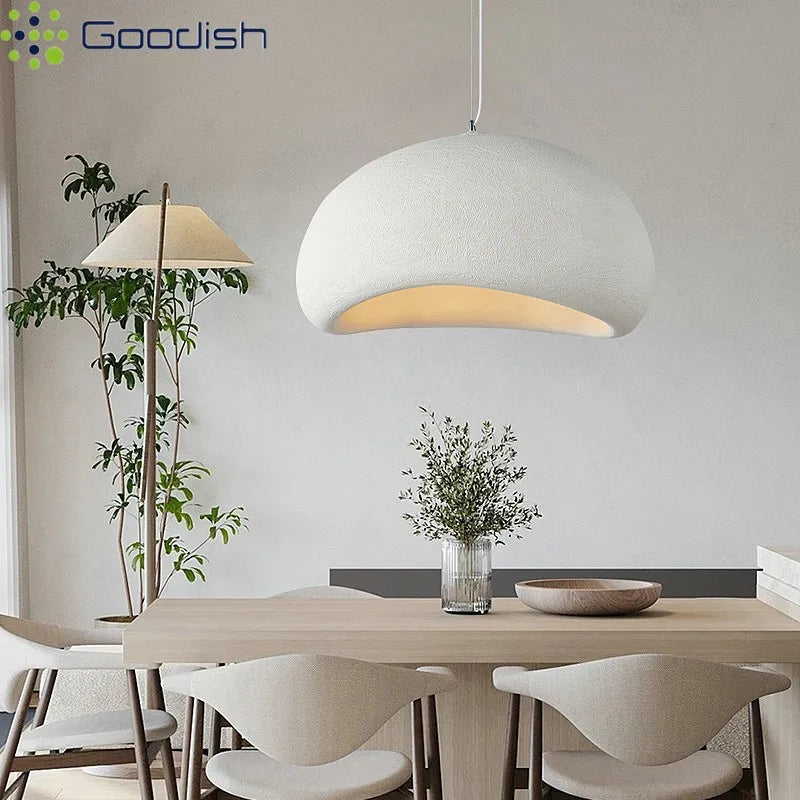 Modern Minimalist Creamy Half Reef Hat Iron LED Pendant Lights Art Hand-Knitted Lamps for Restaurant Home Decoration Chandeliers